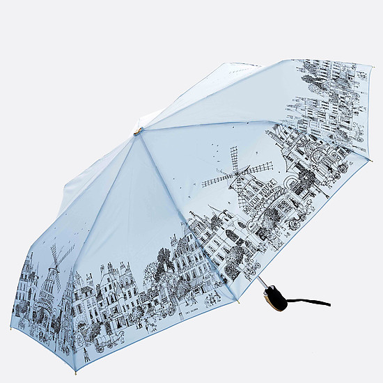 Голубой складной зонт с рисунком города  Tri Slona
