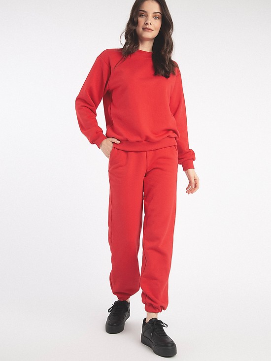 Красные трикотажные брюки-джоггеры  EMKA