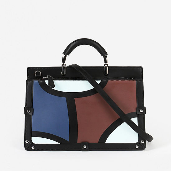 Авангардная сумка-портфель из разноцветной кожи  Tosca Blu