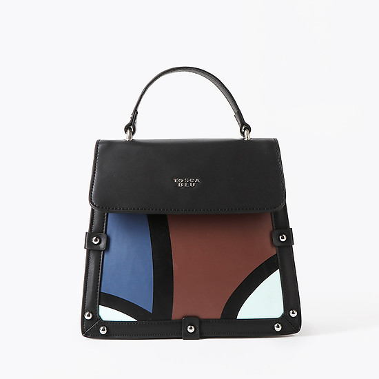 Разноцветная кожаная сумка-рюкзак  Tosca Blu