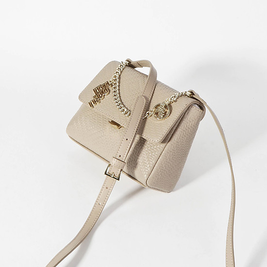 Серо-бежевая сумочка кросс-боди с узорным тиснением  Ferre collezioni