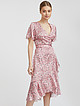 Розовое струящееся платье на запах с цветочным принтом  Calista