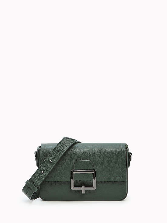 Зеленая сумочка кросс-боди - багет из плотной кожи  BE NICE