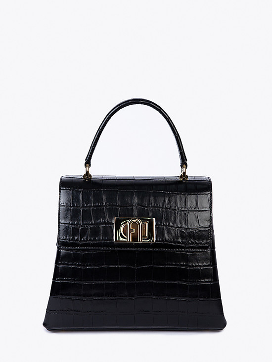 Прямоугольная сумочка кросс-боди из коллекции 1927 из плотной черной кожи  Furla