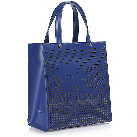 Ярко-синяя сумочка из натуральной кожи с фигурной перфорацией в виде цветка  Roberta Gandolfi