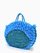 Ярко-голубая пляжная сумка из соломки декорированная рюшами  Alex Max