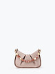 Пудрово-бежевая кожаная сумочка кросс-боди с декоративными складками и цепочкой  BE NICE