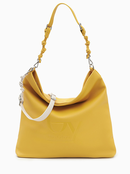 Желтая сумка-хобо из мягкой экокожи  Byblos