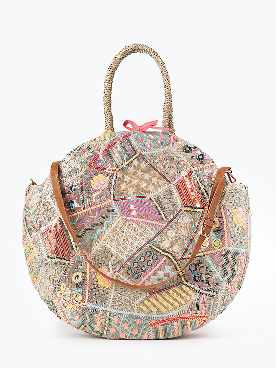 Круглая текстильная сумка-тоут в стиле хэндмейд  Alex Max