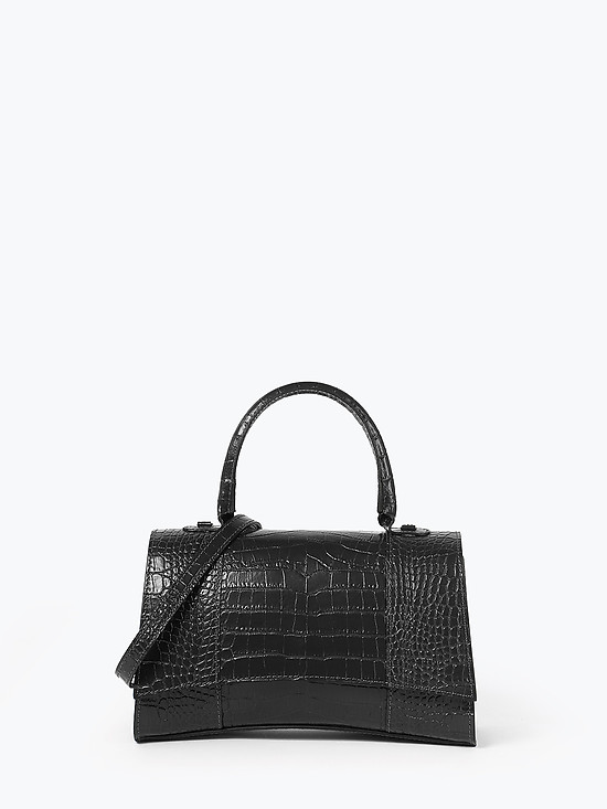 Черная компактная сумочка-сэтчел из кожи под крокодила  BE NICE