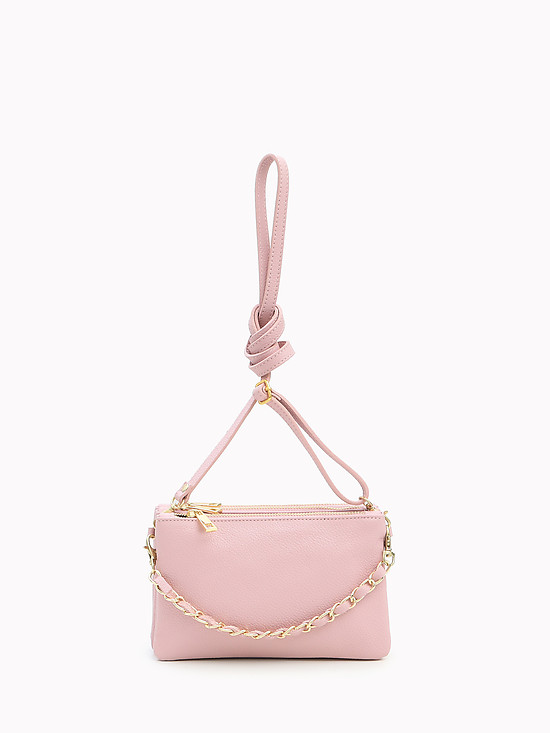 Прямоугольная сумочка кросс-боди из розовой кожи с тремя отделами  Folle
