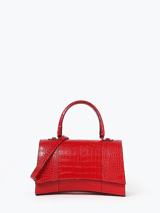 Красная компактная сумочка-сэтчел из кожи под крокодила  BE NICE