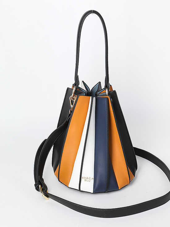 Разноцветная сумка бакет-бэг из экокожи  Tosca Blu