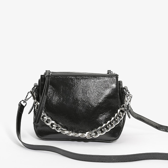 Черная сумочка кросс-боди из натуральной кожи в небольшом размере  Richezza