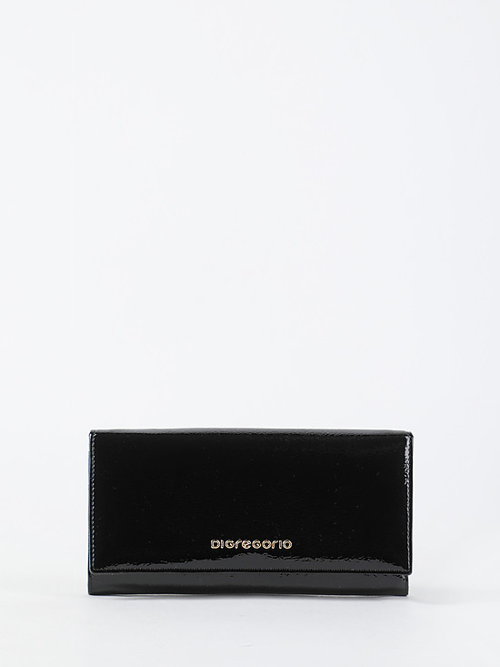 Лаковый кошелек в черном цвете  Di Gregorio