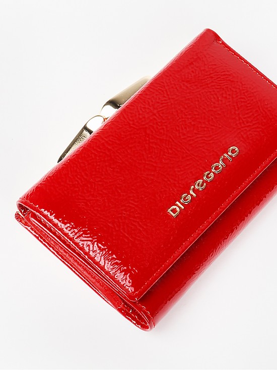 Красный лаковый кошелек с внешним карманом на клипсе  Di Gregorio