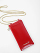Красная сумочка-кошелек из мягкой лаковой кожи с цепочкой на шею  Di Gregorio