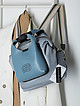 Текстильная голубая сумка-рюкзак трансформер со съемными кожаными карманами  Roberta Gandolfi