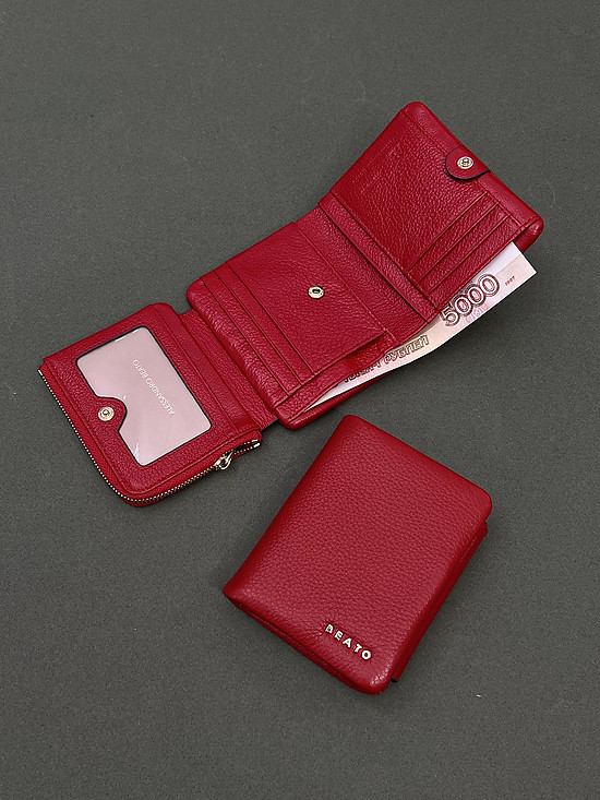 Компактный красный кожаный кошелек  Alessandro Beato