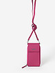 Кожаная микро-сумочка - кошелек с ремешком на шею цвета фуксии  Tosca Blu