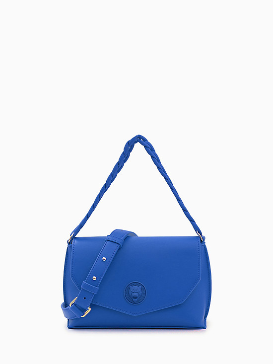 Насыщенно-синяя сумка кросс-боди из экокожи с цепью-ремешком  Plein Sport