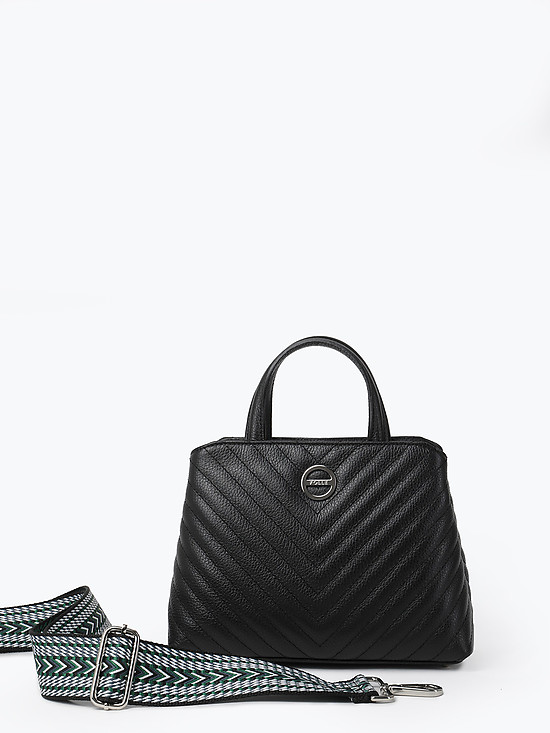 Черная стеганая сумка-тоут с текстильным ремешком на плечо  Folle