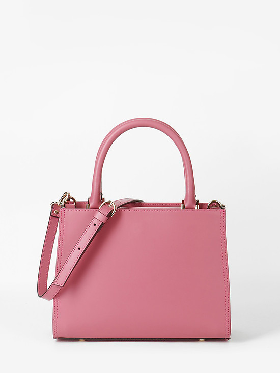 Небольшая розовая сумка-тоут в классическом силуэте из плотной кожи  Gianni Notaro