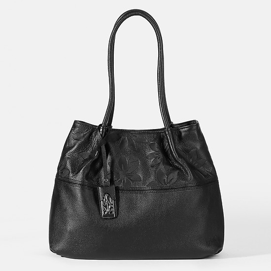 Черная кожаная сумка-тоут среднего размера  Richet