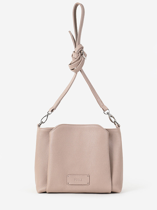 Пудрово-розовая сумочка кросс-боди из натуральной кожи  Folle