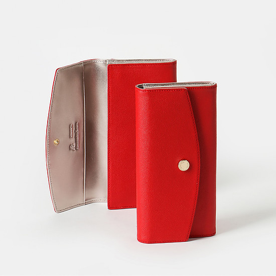 Красный кошелек из кожи под ската с металлизированной отделкой  Alessandro Beato