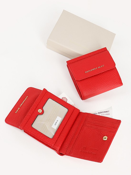 Миниатюрный квадратный кошелек из натуральной кожи в красном цвете  Alessandro Beato