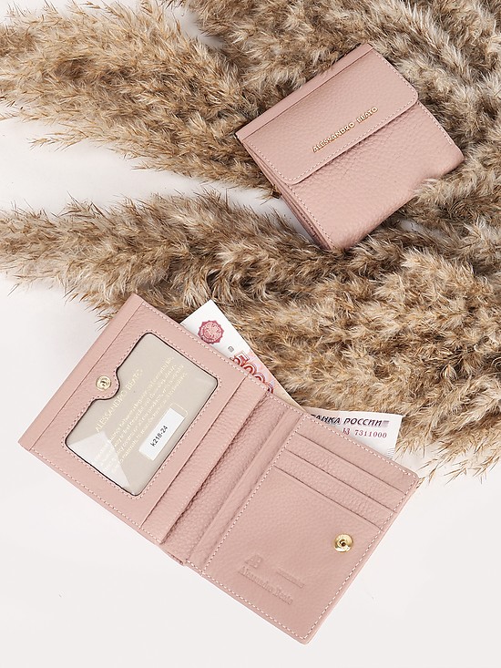 Миниатюрный квадратный кошелек из натуральной кожи пудрово-розового цвета  Alessandro Beato