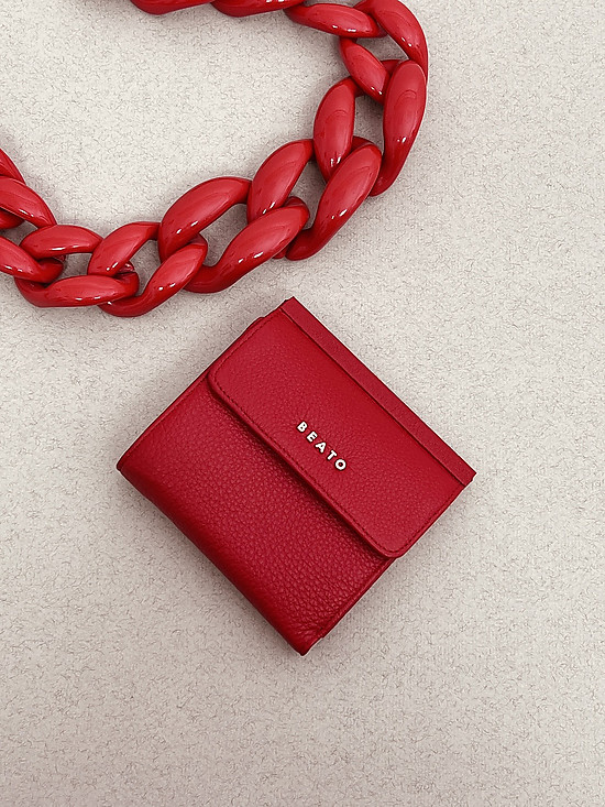 Миниатюрный квадратный кошелек из натуральной кожи красного цвета  Alessandro Beato