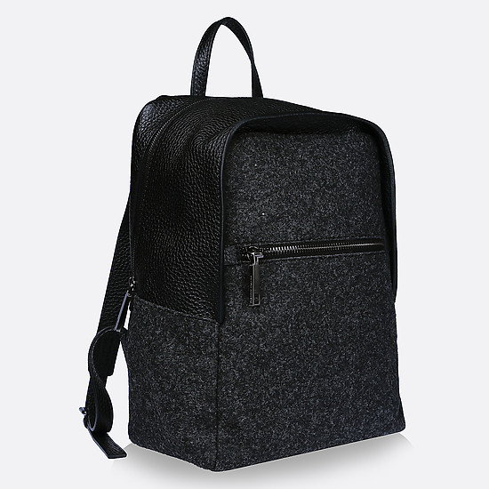 Вместительный текстильно-кожаный рюкзак с внешним карманом на молнии  Gianni Chiarini