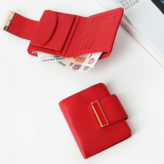 Компактный кожаный кошелек красного цвета  Alessandro Beato