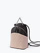 Темно-коричневый кожаный рюкзак со стеганой вставкой из бежевой кожи  Folle