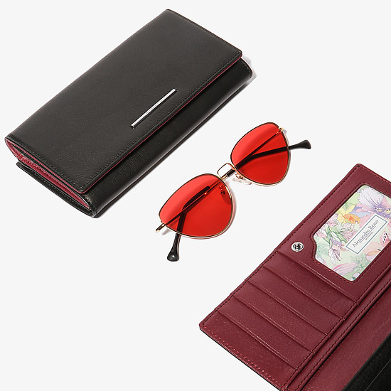 Классический бумажник из натуральной кожи в черном и бордовом цветах  Alessandro Beato