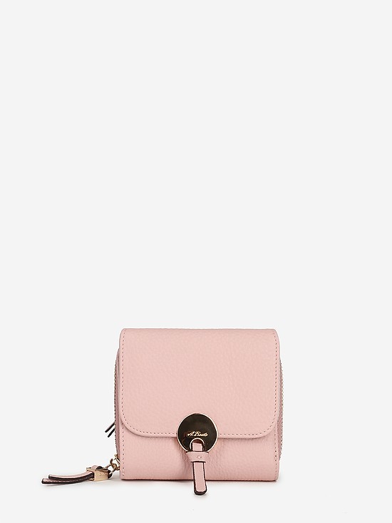 Небольшой светло-розовый кожаный кошелек на кнопке  Alessandro Beato