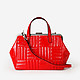 Красная сумочка-саквояж из стеганой лаковой кожи  Arcadia