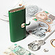 Зеленый кожаный кошелек - флап на металлической кнопке  Alessandro Beato