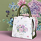 Белая сумка из натуральной кожи с эксклюзивным принтом цветов  KELLEN