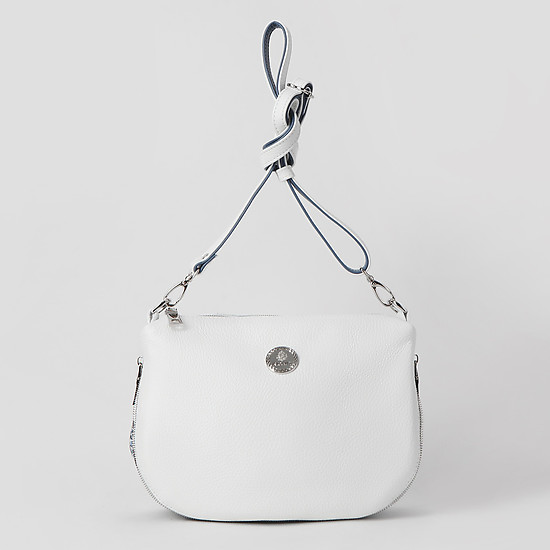 Белая сумка кросс-боди из мягкой кожи с молнией-расширителем и 