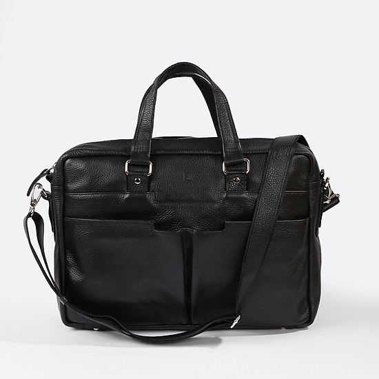Мужская сумка среднего размера черного цвета из натуральной кожи  Richet