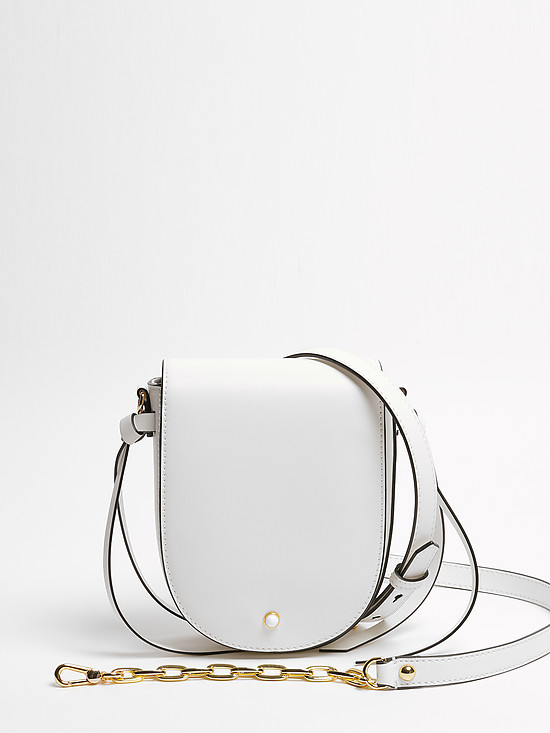 Белая полуовальная сумка-кросс-боди из плотной кожи  Leo Ventoni