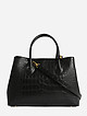 Черная классическая сумка-тоут из кожи под крокодила  Leo Ventoni