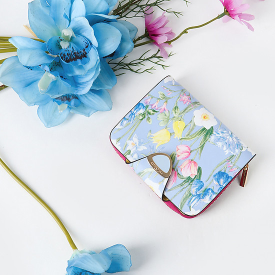 Небольшой голубой кошелек с цветочным принтом  Alessandro Beato