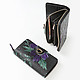 Большой горизонтальный бумажник из черной кожи с цветочным принтом  Alessandro Beato