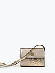 Маленькая прямоугольная сумочка-флап через плечо из золотистой кожи под питона и натуральной фактуры  Ripani