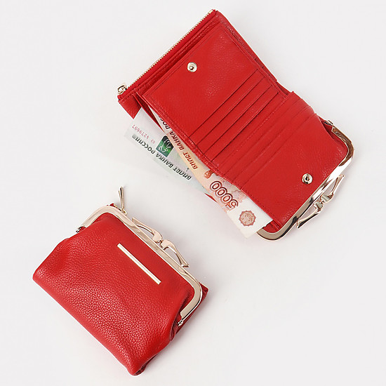 Красный небольшой кошелек из натуральной кожи  Alessandro Beato