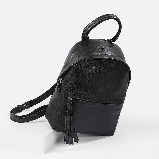 Рюкзак черного цвета небольшого размера из натуральной кожи  Richet